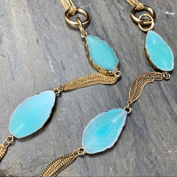 New Allen Schwartz Blue Agate/Chain/Elegant/F4-1 - Picture 4 of 7